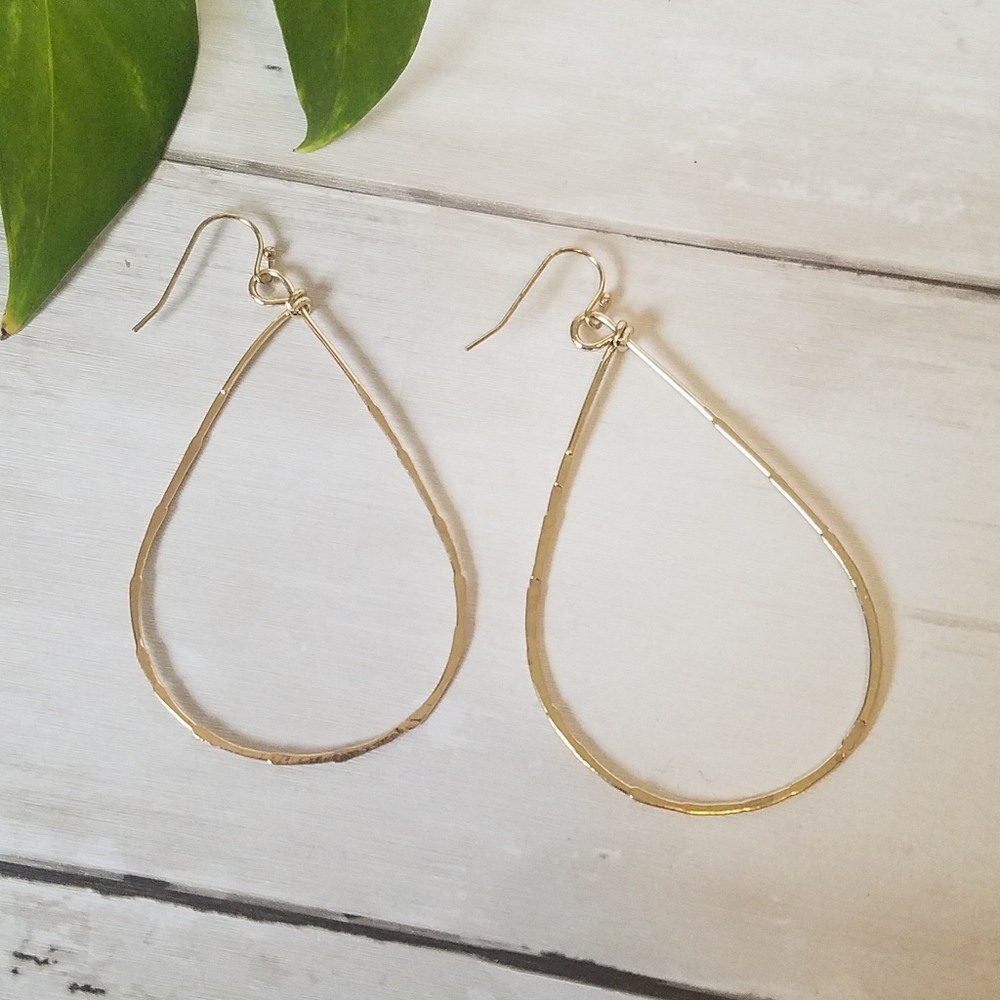 Large Thin Teardrop Gold Hoops